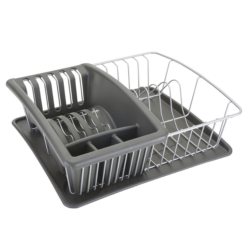 METALTEX Aquatex Plus 35 x 32 x 12 cm - Spülkorb, Schale und Bestecksammler, silber/anthrazit, Polytherm / Geschirrkorb / Abtropfgestell