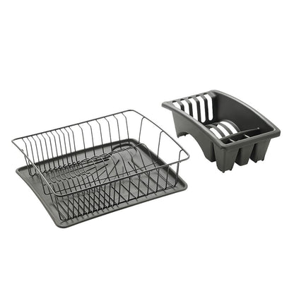 METALTEX 325526000 Aquatex Plus Lava Spülkorb mit Schale und Bestecksammler 35 x 30 x 12 cm TouchTherm, matt schwarz / Geschirrkorb / Abtropfgestell