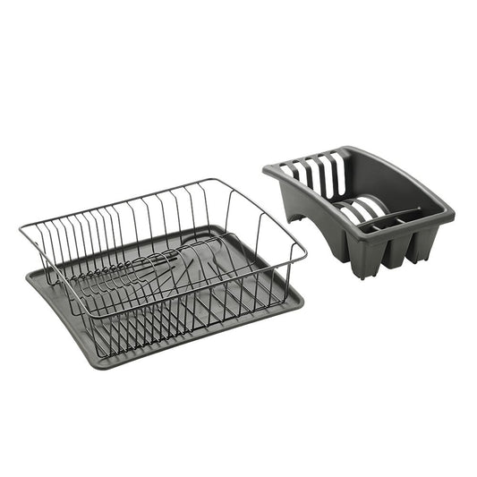 METALTEX 325526000 Aquatex Plus Lava Spülkorb mit Schale und Bestecksammler 35 x 30 x 12 cm TouchTherm, matt schwarz / Geschirrkorb / Abtropfgestell