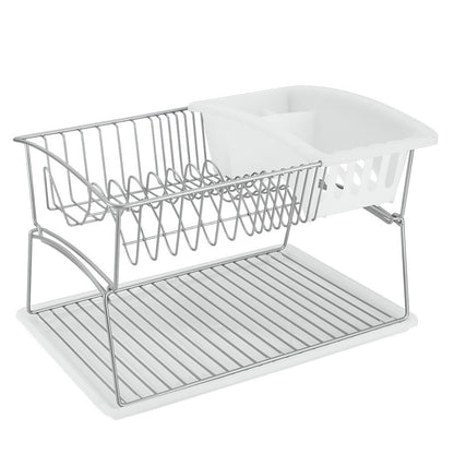 METALTEX Geniustex 45 x 31 x 28 cm - Spülkorb mit Abtropfschale und Bestecksammler, silber/transparent, Polytherm / Geschirrkorb / Abtropfgestell