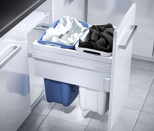 Hailo 3270461 LAUNDRY CARRIER 450 Wäschesortierer 2-fach mit Überauszug und Dämpfung / HAILO 3270-46 / Wäschebox /…