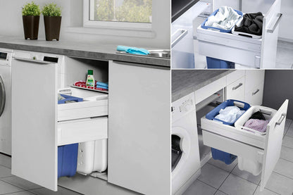 Hailo 3270461 LAUNDRY CARRIER 450 Wäschesortierer 2-fach mit Überauszug und Dämpfung / HAILO 3270-46 / Wäschebox /… – Bild 3
