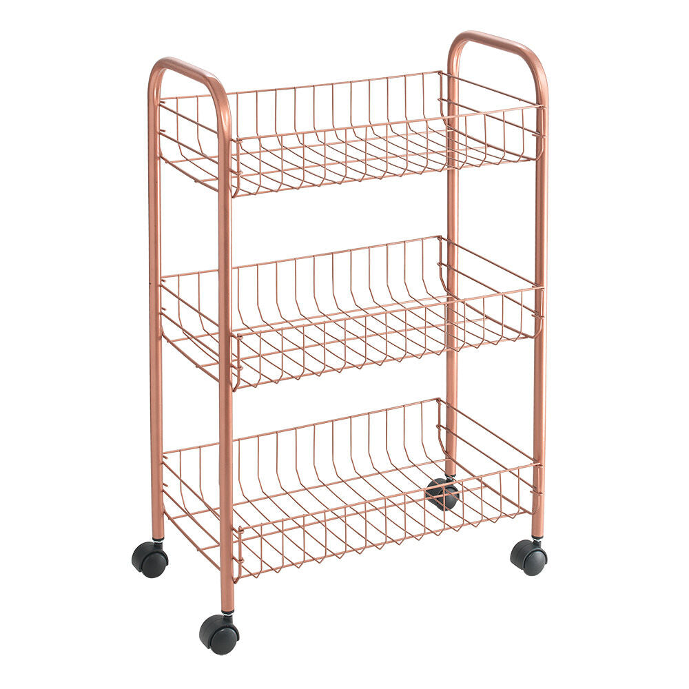 METALTEX 344403000 Lugano Allzweckwagen mit 3 Etagen Polytherm Copper / Rollregal, Höhe 63 cm