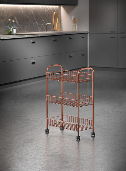METALTEX 344403000 Lugano Allzweckwagen mit 3 Etagen Polytherm Copper / Rollregal, Höhe 63 cm