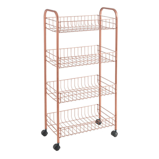 METALTEX 344404000 Ascona Allzweckwagen mit 4 Etagen Polytherm Copper / Rollregal, Höhe 86 cm