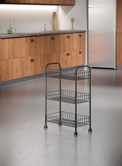 METALTEX 344403000 Lugano Lava Allzweckwagen 3 Etg. 41 x 23 x 63 cm TouchTherm, matt schwarz
