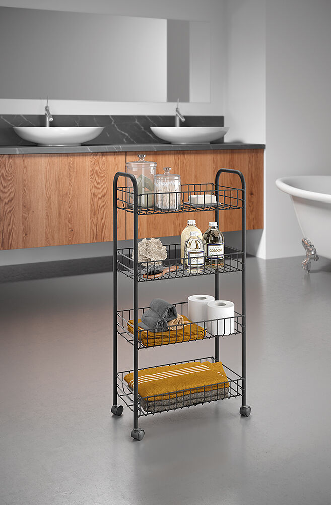 METALTEX 344504000 Ascona Lava Allzweckwagen 4 Etg. 41 x 26 x 86 cm TouchTherm, matt schwarz