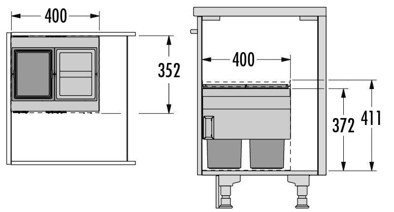 HAILO 3608601 AS Cargo Aqua 600 13/13/D mit 26 Liter Volumen für 60 cm Schrankbreite / Abfalltrennsystem – Bild 2