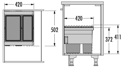 HAILO 3608751 AS Cargo Aqua 750 28/18 mit 46 Liter Volumen für 75 cm Schrankbreite / Abfalltrennsystem – Bild 2