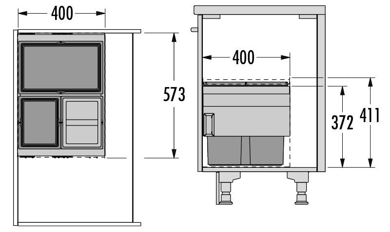 HAILO 3608901 AS Cargo Aqua 900 28/13/13/D mit 54 Liter Volumen für 90 cm Schrankbreite / Abfalltrennsystem – Bild 2