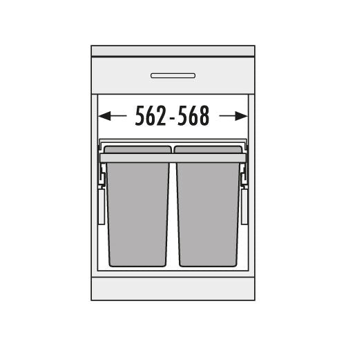 Abfallsorter EURO CARGO S-60/2 / 60 cm Schrankbreite / Hailo 3610-62 / Abfalleimer / Abfallsammler / Mülleimer – Bild 2