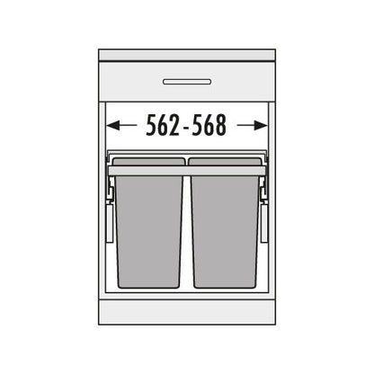 Abfallsorter EURO CARGO S-60/2 / 60 cm Schrankbreite / Hailo 3610-62 / Abfalleimer / Abfallsammler / Mülleimer – Bild 2