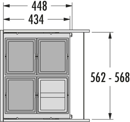 Hailo Abfallsorter Hailo 3610861 AS Cargo 600 13/13/13/13/D / 60 cm Schrankbreite / Abfalltrennsystem – Bild 3