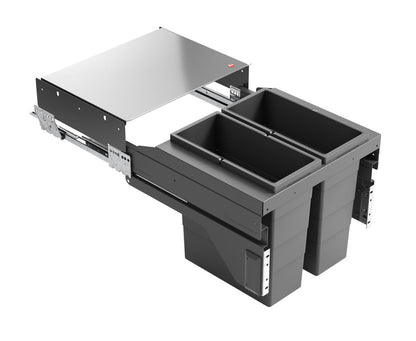 Hailo 3610941 AS Cargo Soft short 450 14/14 dunkelgrau mit 28 (2x14) Liter Füllvolumen / 2 fach Mülltrennsystem / für…