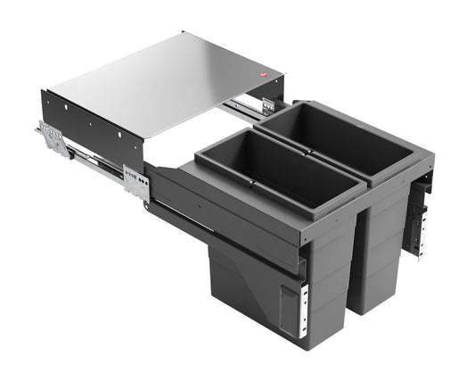 Hailo 3610941 AS Cargo Soft short 450 14/14 dunkelgrau mit 28 (2x14) Liter Füllvolumen / 2 fach Mülltrennsystem / für…