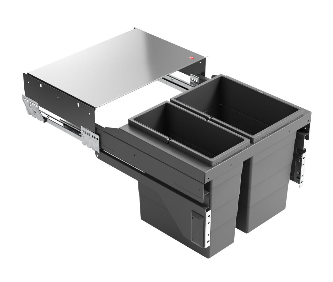 Hailo 3610951 AS Cargo Soft short 500 20/14 dunkelgrau mit 34 (20+14) Liter Füllvolumen / 2 fach Mülltrennsystem / für…