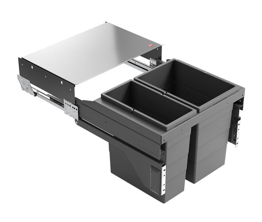 Hailo 3610951 AS Cargo Soft short 500 20/14 dunkelgrau mit 34 (20+14) Liter Füllvolumen / 2 fach Mülltrennsystem / für…