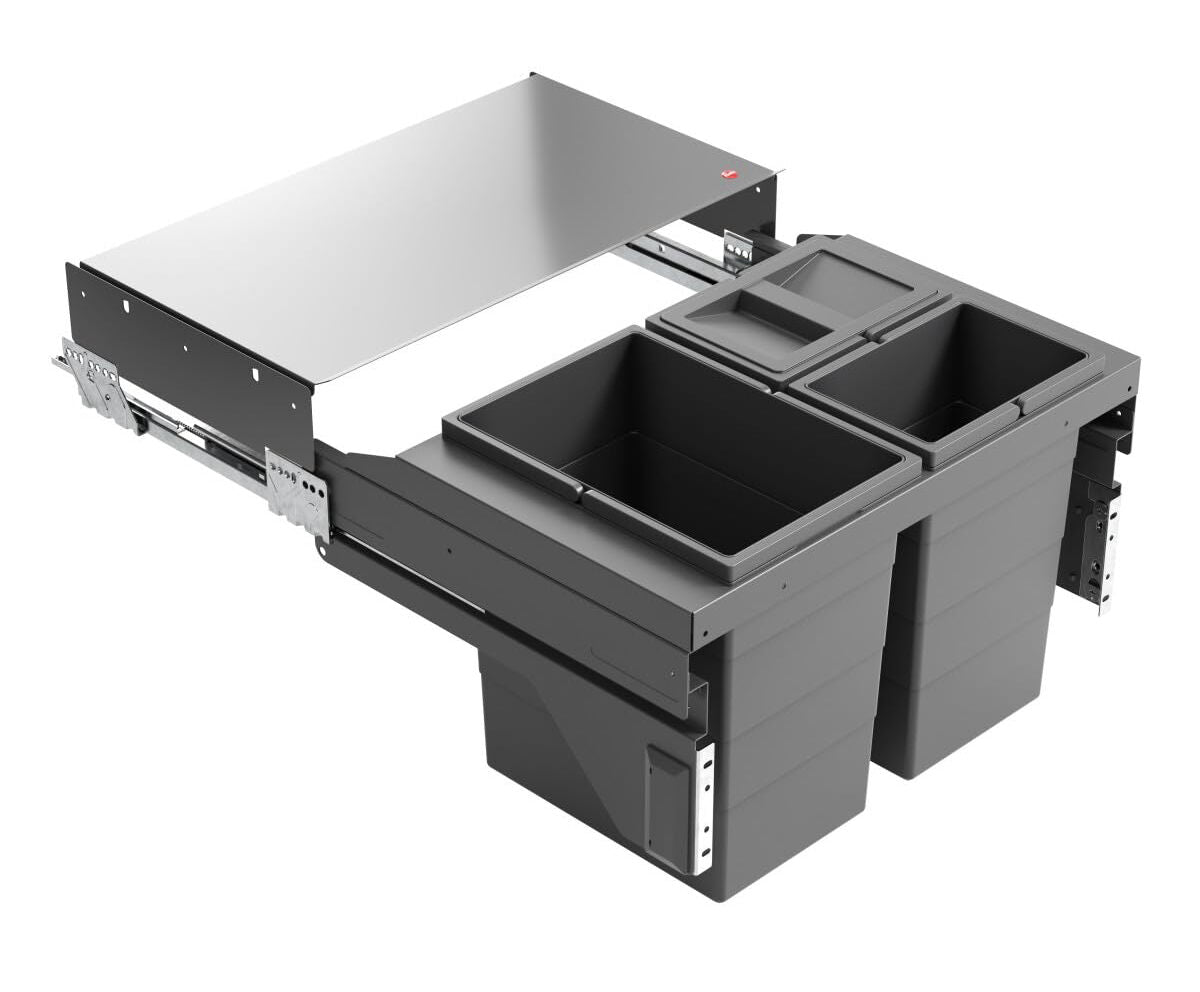 Hailo 3610961 AS Cargo Soft short 600 20/10/10/D dunkelgrau mit 40 (20+2x10) Liter Füllvolumen / 3 fach Mülltrennsystem…