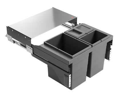 Hailo 3610961 AS Cargo Soft short 600 20/10/10/D dunkelgrau mit 40 (20+2x10) Liter Füllvolumen / 3 fach Mülltrennsystem…