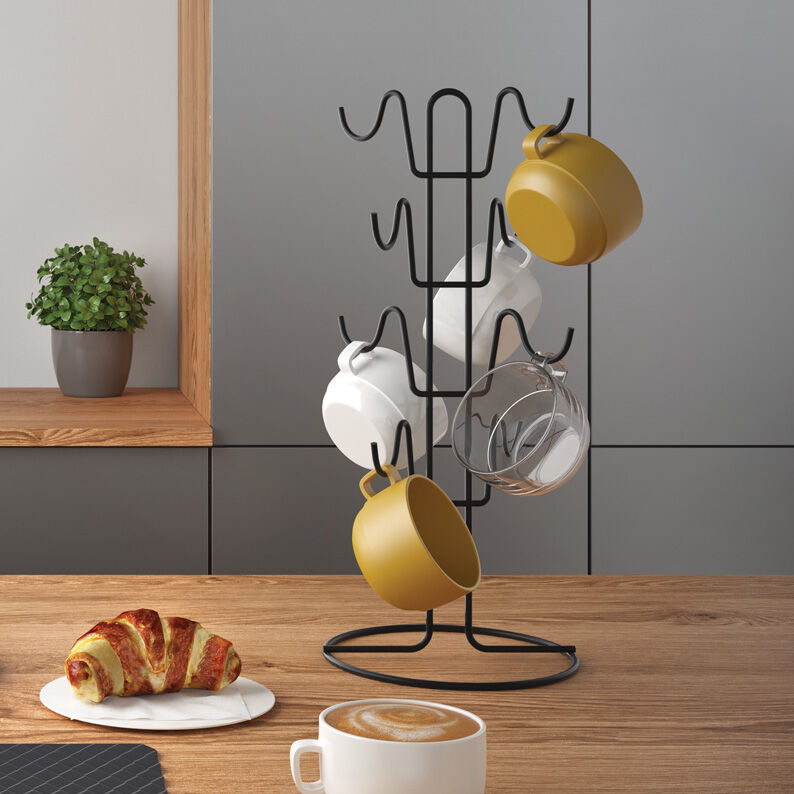 METALTEX 361129000 Mug-Tree Lava Tassenständer TouchTherm, matt schwarz / Tassenhalter / Becherhalter