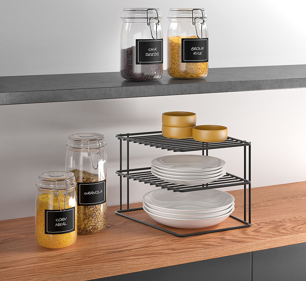 METALTEX 361302000 Palio Lava Eckschrankeinsatz 2-Etg. 25 x 25 x 19 cm TouchTherm®, matt schwarz