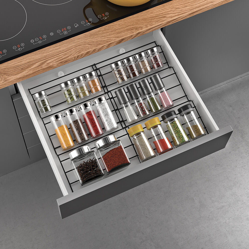 METALTEX 361375000 X-Pand Gewürzregal LAVA 26-51x47x3cm TouchTherm, ausziehbar / Gewürzeinsatz / Gewürzdoseneinsatz