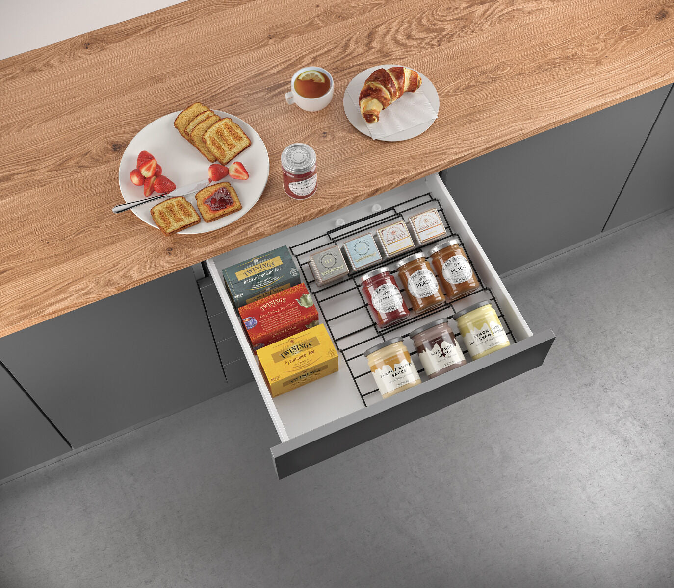 METALTEX 361375000 X-Pand Gewürzregal LAVA 26-51x47x3cm TouchTherm, ausziehbar / Gewürzeinsatz / Gewürzdoseneinsatz