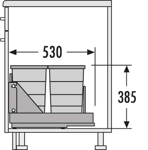 HAILO 3616411 Abfallsorter 48 (2x24) Liter BOTTOM MOUNT 400 für 40 cm Schrankbreite – Bild 2