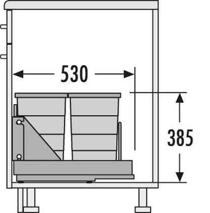 HAILO 3616411 Abfallsorter 48 (2x24) Liter BOTTOM MOUNT 400 für 40 cm Schrankbreite – Bild 2