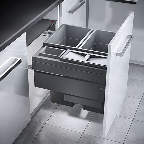 Hailo Abfallsorter 3619771 EURO CARGO 600, 91 Liter / 60 cm Schrankbreite / Abfalltrennsystem