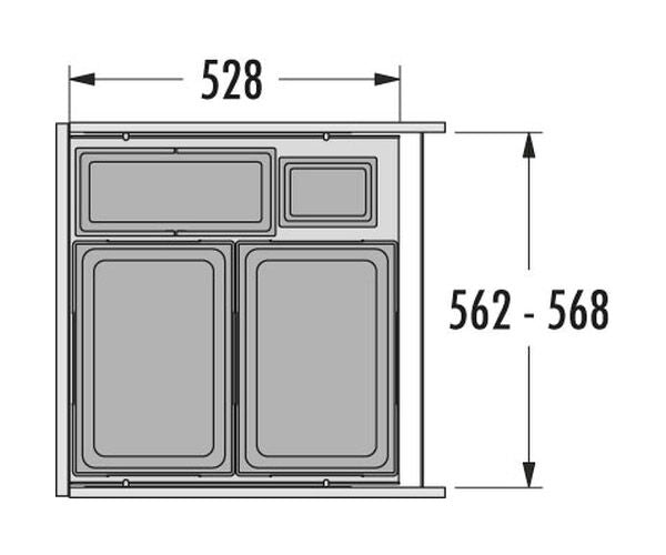 Hailo Abfallsorter 3619771 EURO CARGO 600, 91 Liter / 60 cm Schrankbreite / Abfalltrennsystem – Bild 3