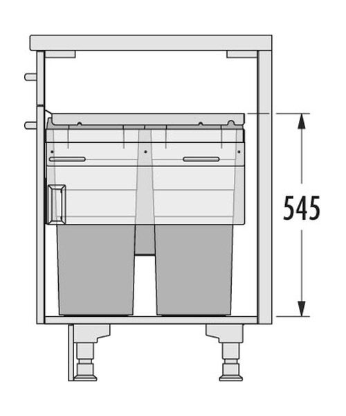 Hailo Abfallsorter 3619771 EURO CARGO 600, 91 Liter / 60 cm Schrankbreite / Abfalltrennsystem – Bild 2