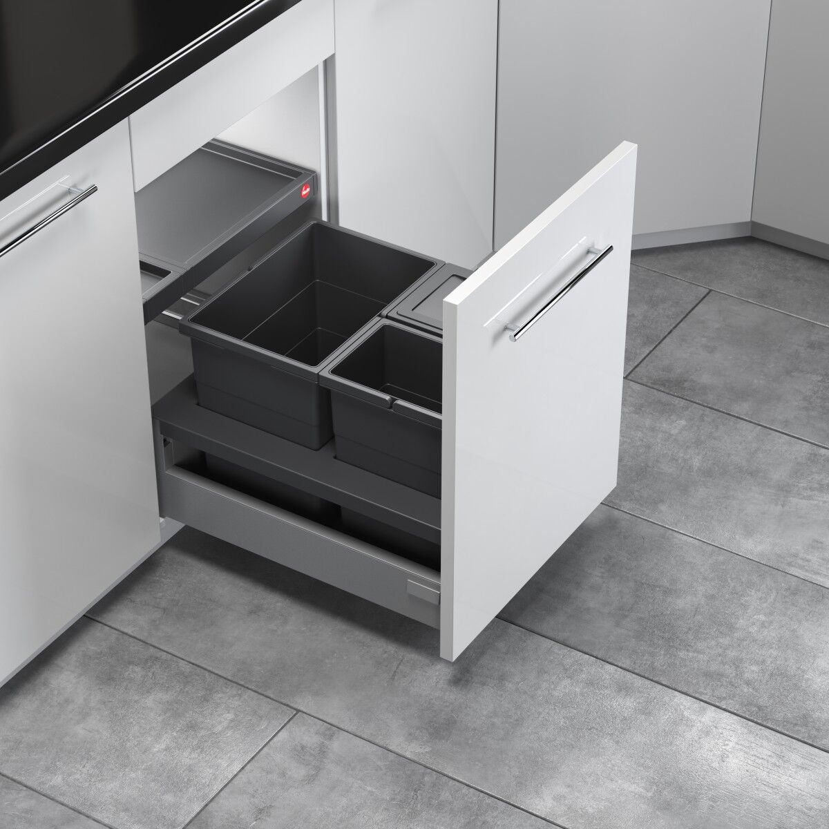 HAILO 3620471 Abfallsorter SEPARATO K 450 18/8/8/D dunkelgrau mit 34 Liter Abfallvolumen für 45 cm Schrankbreite – Bild 3