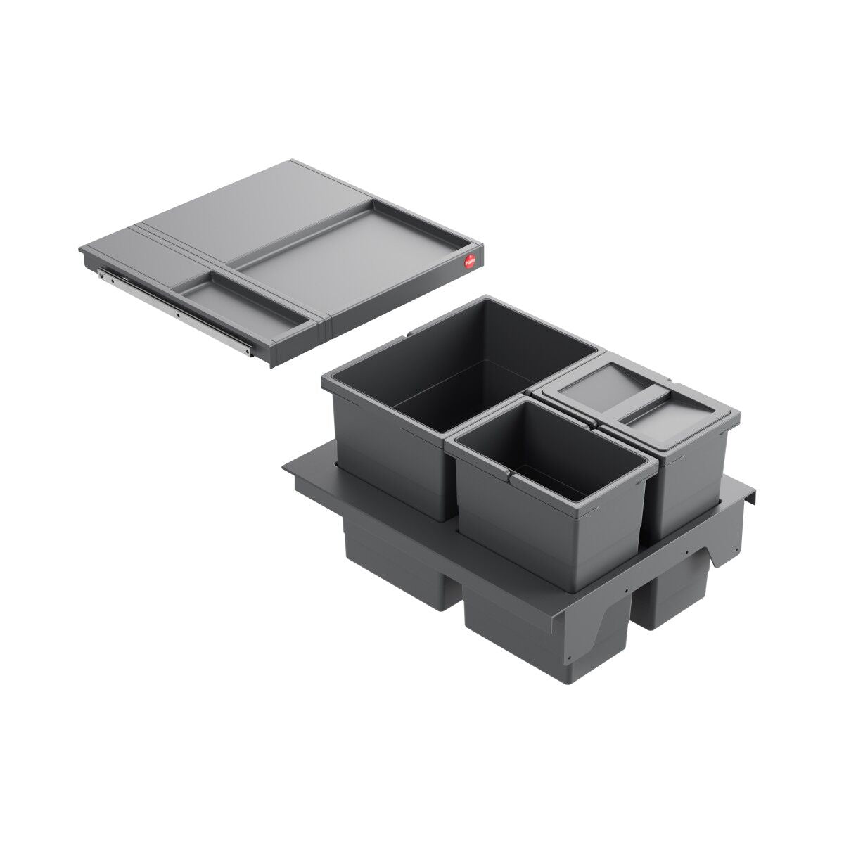 HAILO 3620471 Abfallsorter SEPARATO K 450 18/8/8/D dunkelgrau mit 34 Liter Abfallvolumen für 45 cm Schrankbreite