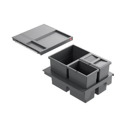 HAILO 3620471 Abfallsorter SEPARATO K 450 18/8/8/D dunkelgrau mit 34 Liter Abfallvolumen für 45 cm Schrankbreite