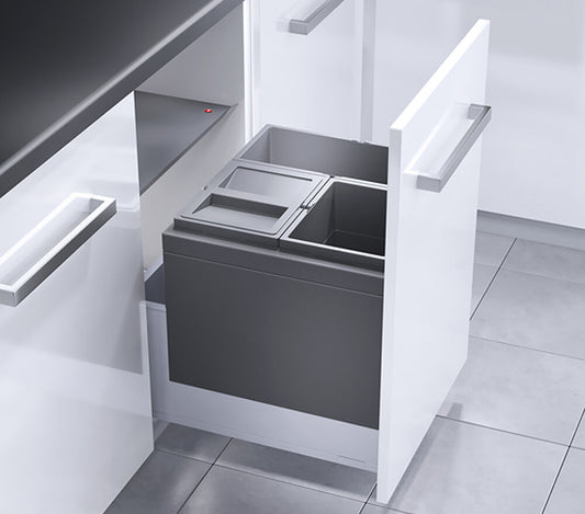 HAILO 3631591 Abfallsorter 44 (18 + 2x13) Liter TRIPLE XL 500 für 50 cm Schrankbreite