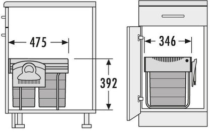 HAILO 3641221 Abfallsorter 40 (2x20) Liter RAUMSPAR TANDEM COMFORT 20/20/KS ab 40 cm Schrankbreite – Bild 2
