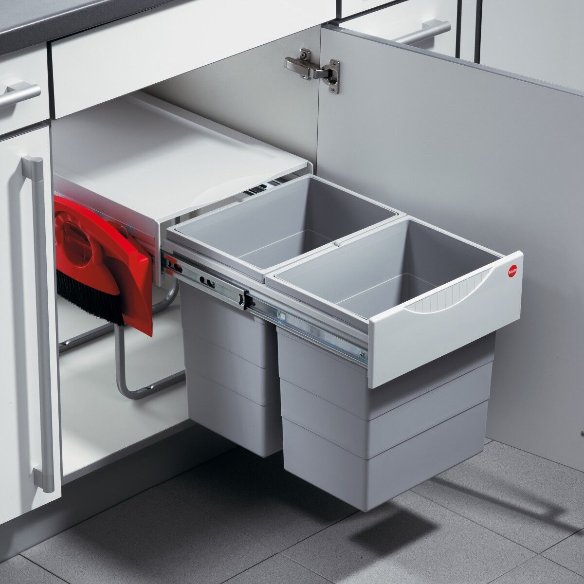 HAILO 3641221 Abfallsorter 40 (2x20) Liter RAUMSPAR TANDEM COMFORT 20/20/KS ab 40 cm Schrankbreite