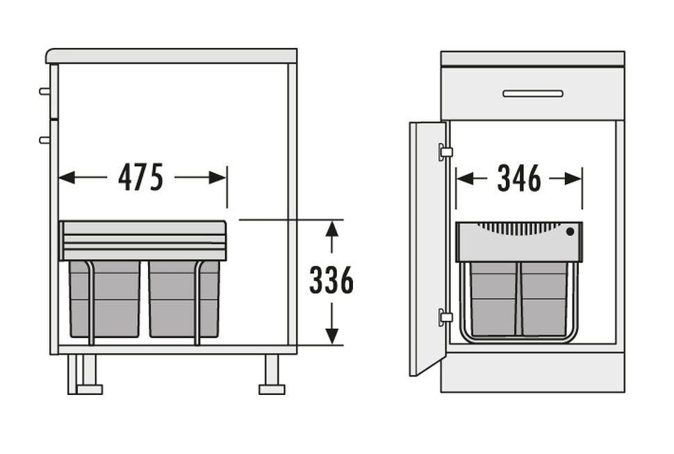 HAILO 3643-14 Abfallsorter 34 (4x8,5) Liter RAUMSPAR TANDEM ab 40 cm Schrankbreite – Bild 2