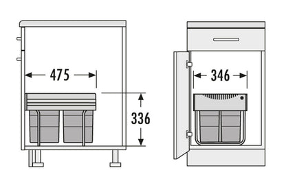 HAILO 3643-14 Abfallsorter 34 (4x8,5) Liter RAUMSPAR TANDEM ab 40 cm Schrankbreite – Bild 2