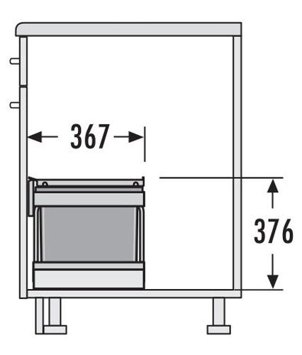 Abfallsorter Raumspar TANDEM 29 (1x12 + 2x8,5) Liter / Hailo TR-Swing 60.3/29M / ab 60 cm – Bild 2
