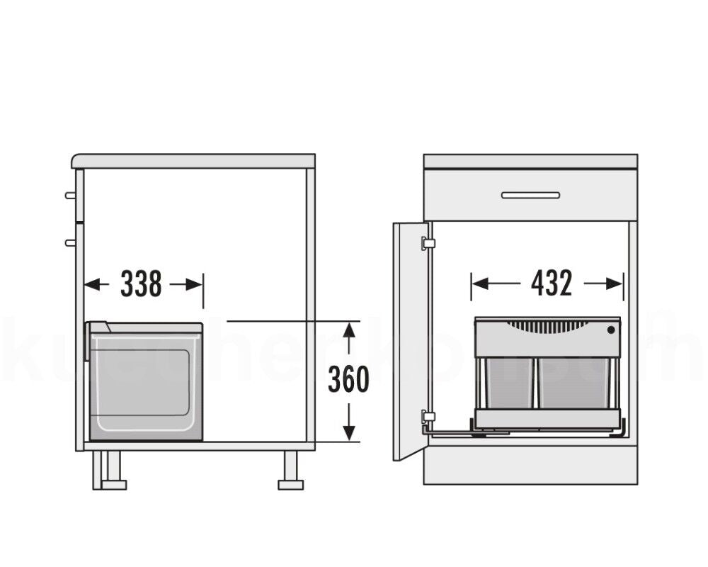 HAILO 3644821 Abfalltrennsystem 30 (18+12) Liter RAUMSPAR TANDEM S PLUS 18/12 mit Ausfahrautomatik – Bild 4