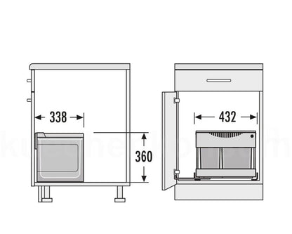 HAILO 3644821 Abfalltrennsystem 30 (18+12) Liter RAUMSPAR TANDEM S PLUS 18/12 mit Ausfahrautomatik – Bild 4