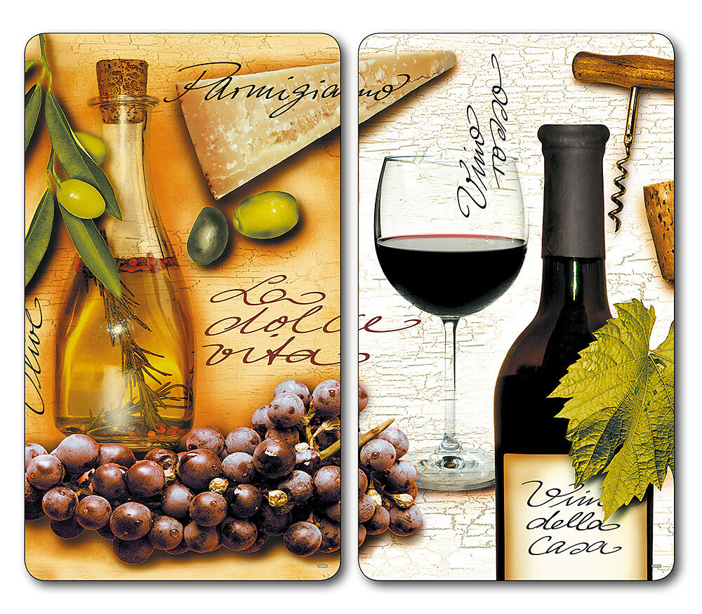 KESPER 3653713 Multi-Glasschneideplatte 2er Pack Motiv ITALIEN / Herdabdeckplatte / Glasschneidbrett / Glasplatte / Spritzschutz