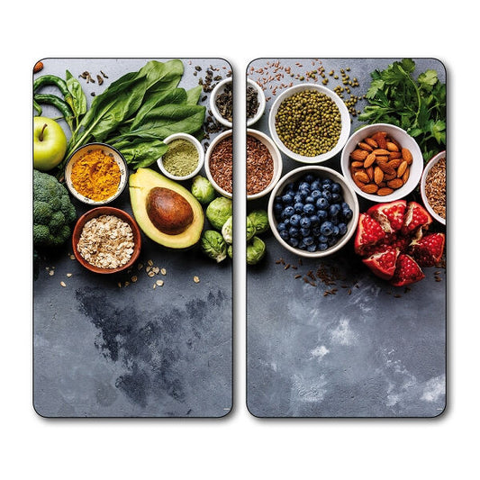 KESPER 3654313 Multi-Glasschneideplatte 2er Pack Motiv AVOCADO / Herdabdeckplatte / Glasschneidbrett / Glasplatte / Spritzschutz