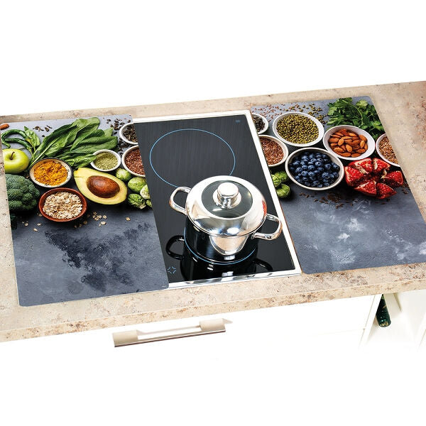 KESPER 3654313 Multi-Glasschneideplatte 2er Pack Motiv AVOCADO / Herdabdeckplatte / Glasschneidbrett / Glasplatte / Spritzschutz