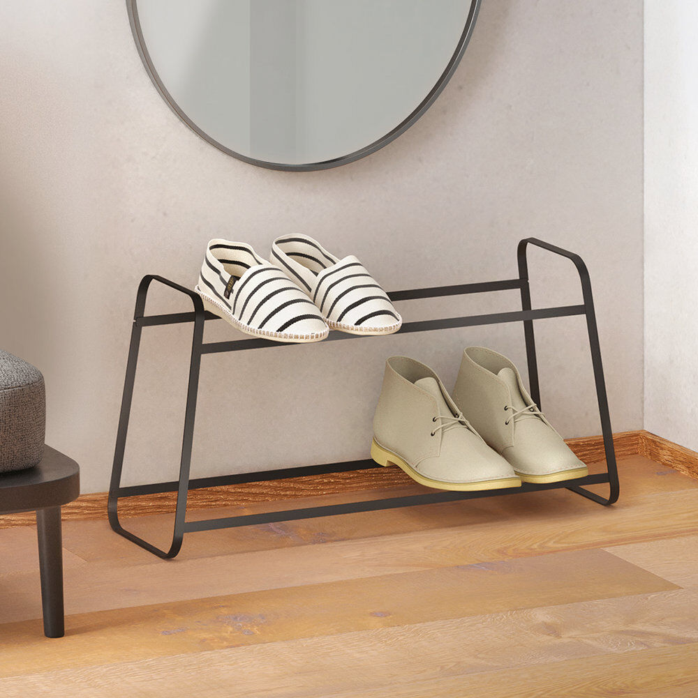 METALTEX 365552000 derby-2 LAVA Schuhregal mit 2 Etagen, 52x18x27 cm, TouchTherm, matt schwarz