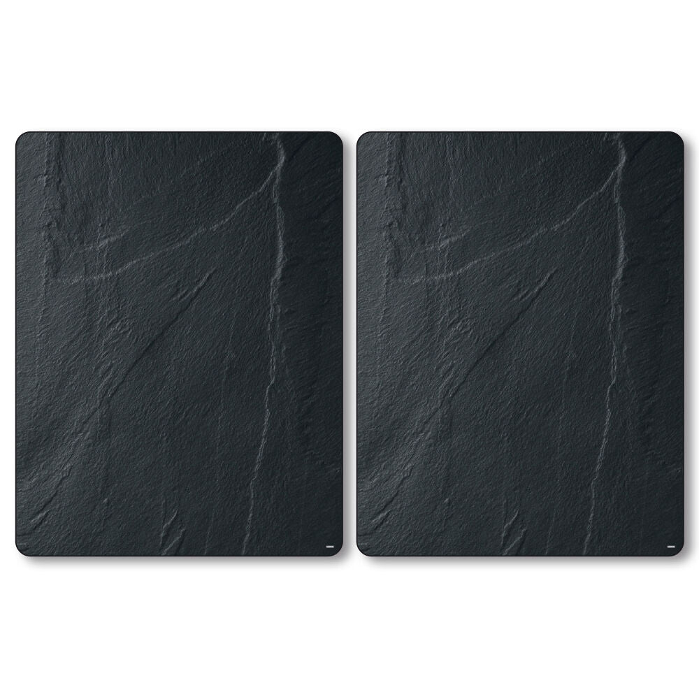 KESPER 3662313 XL Herdabdeckplatte, 2er Set, Motiv SCHIEFER / Glasschneidbrett / Kochfeld Abdeckung