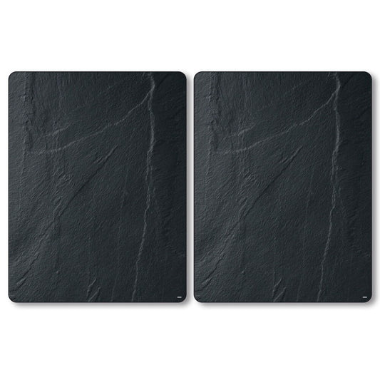 KESPER 3662313 XL Herdabdeckplatte, 2er Set, Motiv SCHIEFER / Glasschneidbrett / Kochfeld Abdeckung