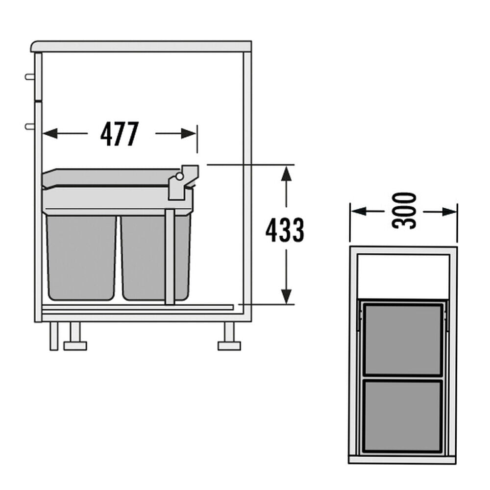 HAILO 3663101 Abfallsorter 30 (2x15) Liter TANDEM 2 ab 30 cm Schrankbreite – Bild 2